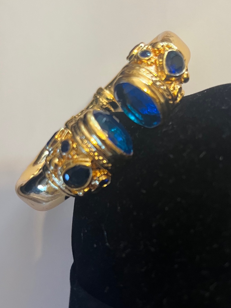 Julie Voss Style Clamper Bracelet With Blue Stones
